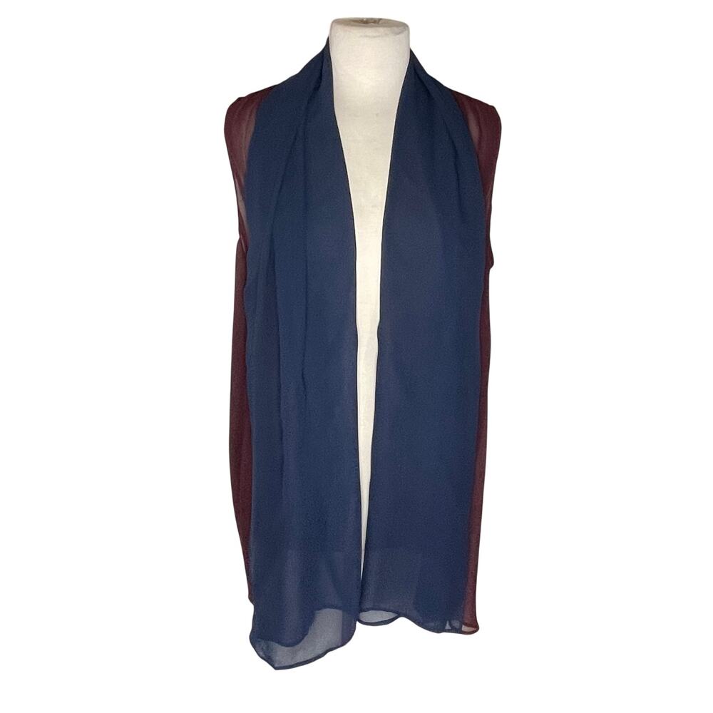 NWT WINTER SILKS Women’s Colorblocked Sleeveless Silk Shrug - Picture 2 of 4
